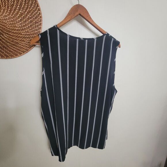 Apt 9 Double Pin Stripe Tank Top Black White XL - Picture 3 of 7